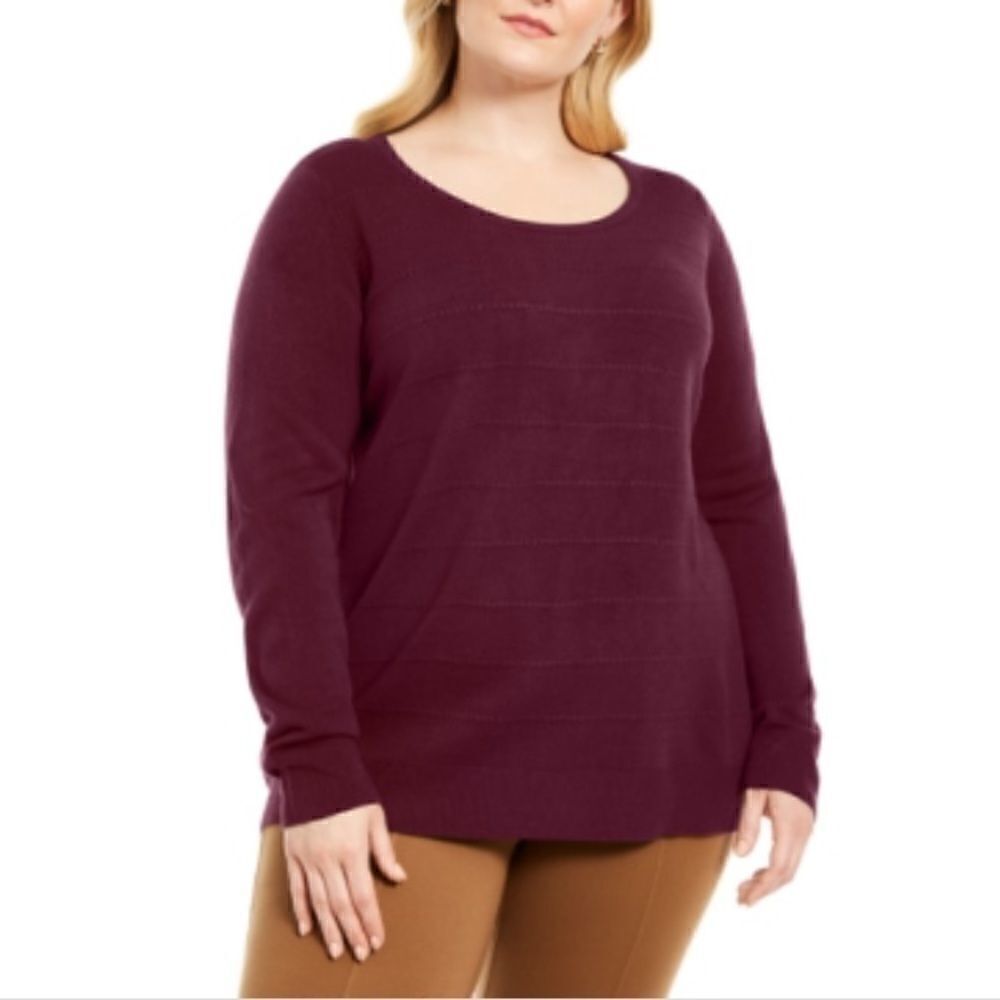 Karen Scott Plus Size Stripe Textured Sweater Womens size 1X